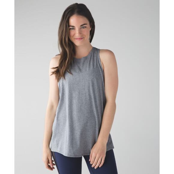 Lululemon All Tied Up Tank Top Pima Cotton Heathered Medium Grey Size 6 - Picture 4 of 10